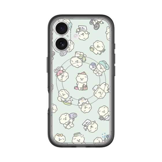 スリムプロテクションプレミアムケース with MagSafe［ もっさりもさお - もさおがいっぱい - グリーン ］