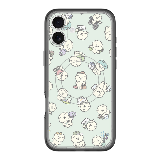 スリムプロテクションプレミアムケース with MagSafe［ もっさりもさお - もさおがいっぱい - グリーン ］