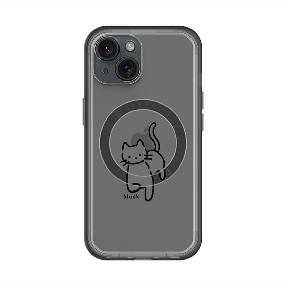 スリムプロテクションプレミアムケース with MagSafe［ オリジナル - CASEPLAYネコ - black ］