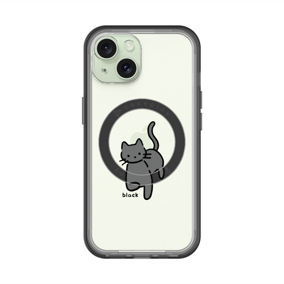スリムプロテクションプレミアムケース with MagSafe［ オリジナル - CASEPLAYネコ - black ］