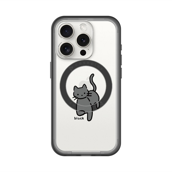 スリムプロテクションプレミアムケース with MagSafe［ オリジナル - CASEPLAYネコ - black ］