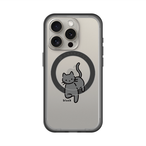 スリムプロテクションプレミアムケース with MagSafe［ オリジナル - CASEPLAYネコ - black ］
