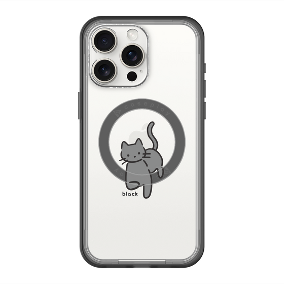 スリムプロテクションプレミアムケース with MagSafe［ オリジナル - CASEPLAYネコ - black ］