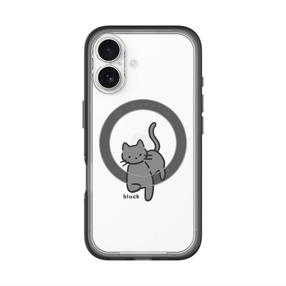 スリムプロテクションプレミアムケース with MagSafe［ オリジナル - CASEPLAYネコ - black ］