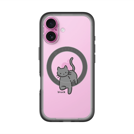 スリムプロテクションプレミアムケース with MagSafe［ オリジナル - CASEPLAYネコ - black ］