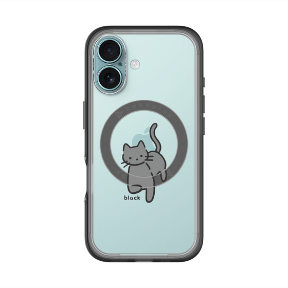 スリムプロテクションプレミアムケース with MagSafe［ オリジナル - CASEPLAYネコ - black ］