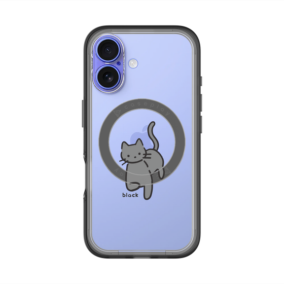 スリムプロテクションプレミアムケース with MagSafe［ オリジナル - CASEPLAYネコ - black ］