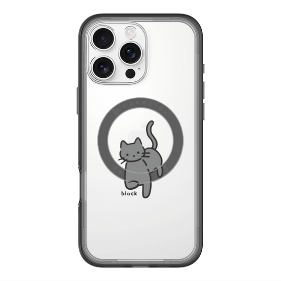 スリムプロテクションプレミアムケース with MagSafe［ オリジナル - CASEPLAYネコ - black ］