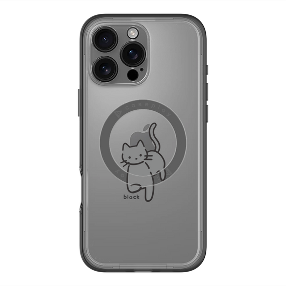 スリムプロテクションプレミアムケース with MagSafe［ オリジナル - CASEPLAYネコ - black ］