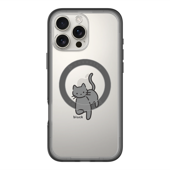 スリムプロテクションプレミアムケース with MagSafe［ オリジナル - CASEPLAYネコ - black ］