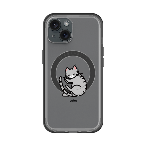 スリムプロテクションプレミアムケース with MagSafe［ オリジナル - CASEPLAYネコ - saba ］
