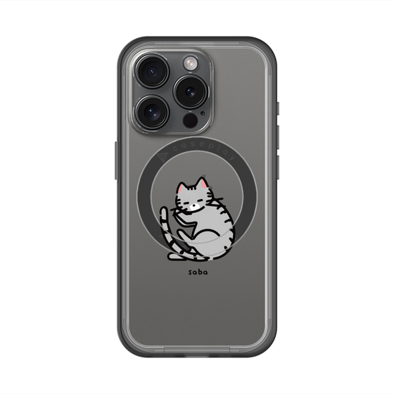 スリムプロテクションプレミアムケース with MagSafe［ オリジナル - CASEPLAYネコ - saba ］