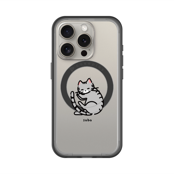 スリムプロテクションプレミアムケース with MagSafe［ オリジナル - CASEPLAYネコ - saba ］