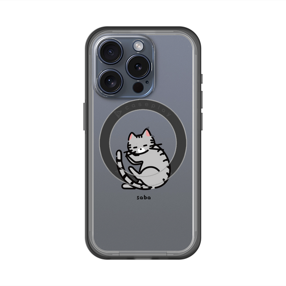 スリムプロテクションプレミアムケース with MagSafe［ オリジナル - CASEPLAYネコ - saba ］