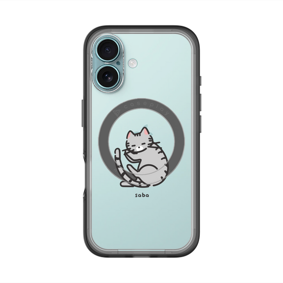スリムプロテクションプレミアムケース with MagSafe［ オリジナル - CASEPLAYネコ - saba ］