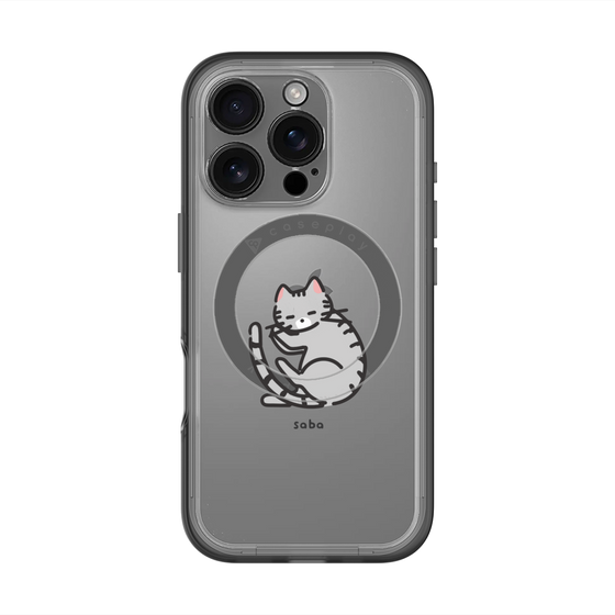 スリムプロテクションプレミアムケース with MagSafe［ オリジナル - CASEPLAYネコ - saba ］