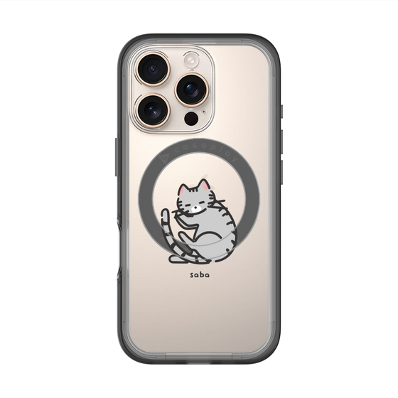 スリムプロテクションプレミアムケース with MagSafe［ オリジナル - CASEPLAYネコ - saba ］