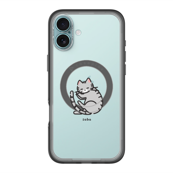 スリムプロテクションプレミアムケース with MagSafe［ オリジナル - CASEPLAYネコ - saba ］
