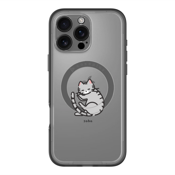 スリムプロテクションプレミアムケース with MagSafe［ オリジナル - CASEPLAYネコ - saba ］