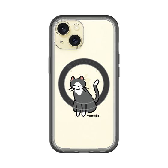 スリムプロテクションプレミアムケース with MagSafe［ オリジナル - CASEPLAYネコ - tuxedo ］