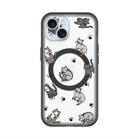 スリムプロテクションプレミアムケース with MagSafe［ オリジナル - CASEPLAYネコ総柄 - color ］