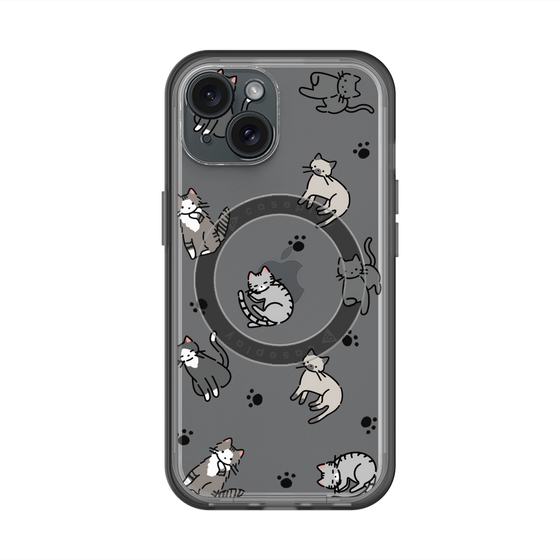 スリムプロテクションプレミアムケース with MagSafe［ オリジナル - CASEPLAYネコ総柄 - color ］