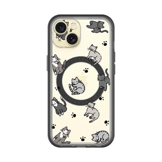 スリムプロテクションプレミアムケース with MagSafe［ オリジナル - CASEPLAYネコ総柄 - color ］