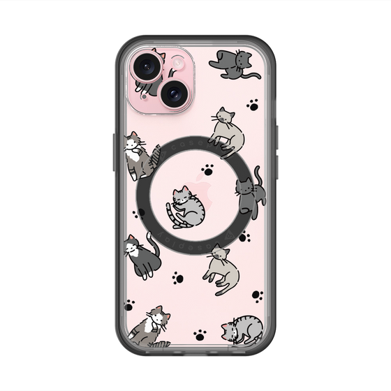 スリムプロテクションプレミアムケース with MagSafe［ オリジナル - CASEPLAYネコ総柄 - color ］
