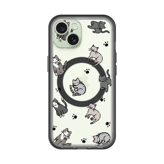 スリムプロテクションプレミアムケース with MagSafe［ オリジナル - CASEPLAYネコ総柄 - color ］