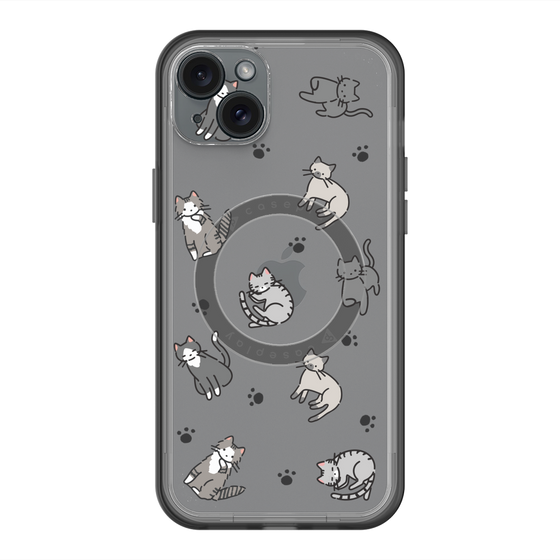 スリムプロテクションプレミアムケース with MagSafe［ オリジナル - CASEPLAYネコ総柄 - color ］