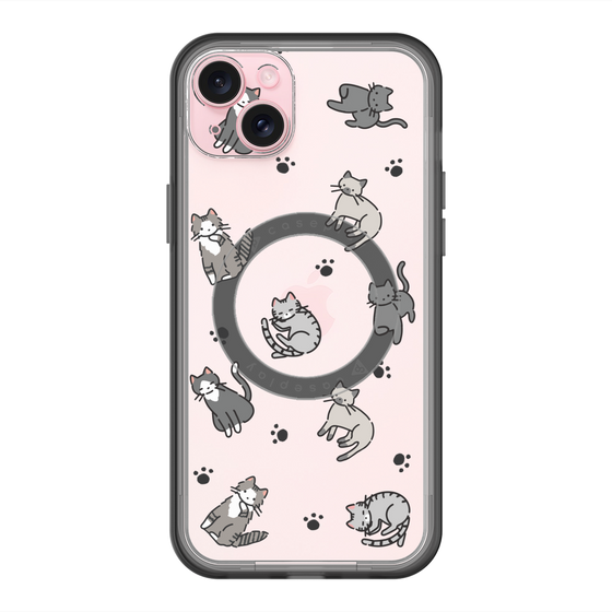 スリムプロテクションプレミアムケース with MagSafe［ オリジナル - CASEPLAYネコ総柄 - color ］