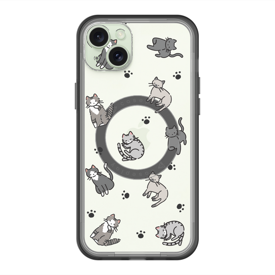 スリムプロテクションプレミアムケース with MagSafe［ オリジナル - CASEPLAYネコ総柄 - color ］