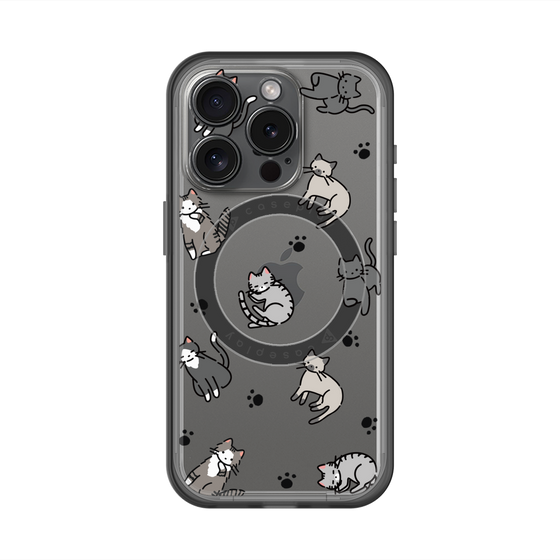 スリムプロテクションプレミアムケース with MagSafe［ オリジナル - CASEPLAYネコ総柄 - color ］