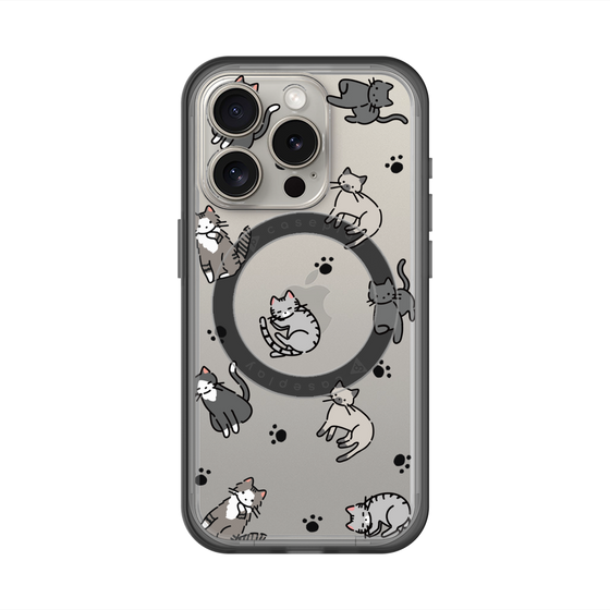 スリムプロテクションプレミアムケース with MagSafe［ オリジナル - CASEPLAYネコ総柄 - color ］