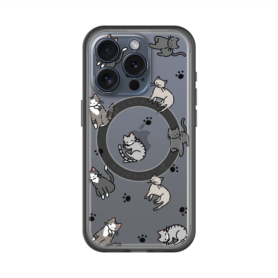 スリムプロテクションプレミアムケース with MagSafe［ オリジナル - CASEPLAYネコ総柄 - color ］