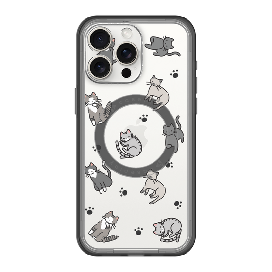 スリムプロテクションプレミアムケース with MagSafe［ オリジナル - CASEPLAYネコ総柄 - color ］