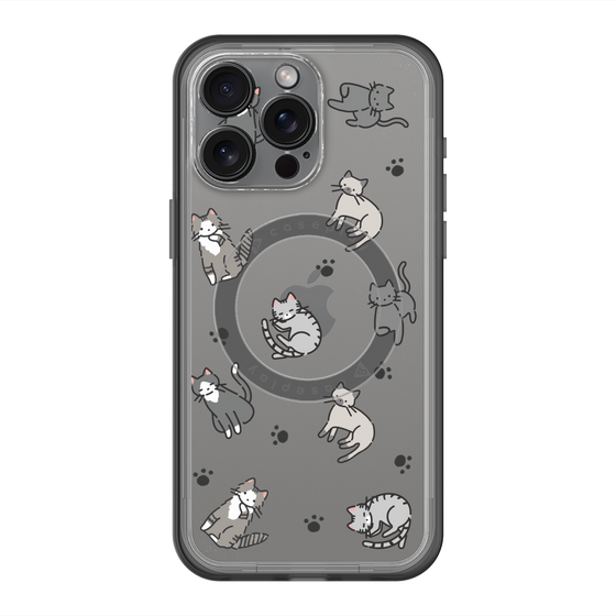 スリムプロテクションプレミアムケース with MagSafe［ オリジナル - CASEPLAYネコ総柄 - color ］