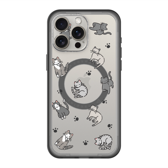 スリムプロテクションプレミアムケース with MagSafe［ オリジナル - CASEPLAYネコ総柄 - color ］