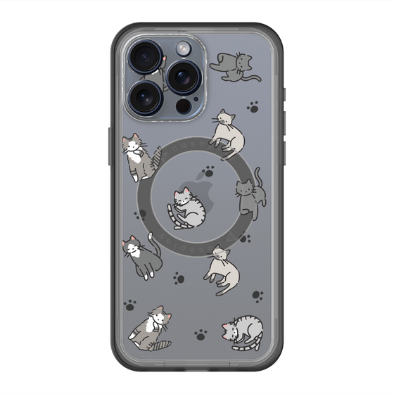 スリムプロテクションプレミアムケース with MagSafe［ オリジナル - CASEPLAYネコ総柄 - color ］