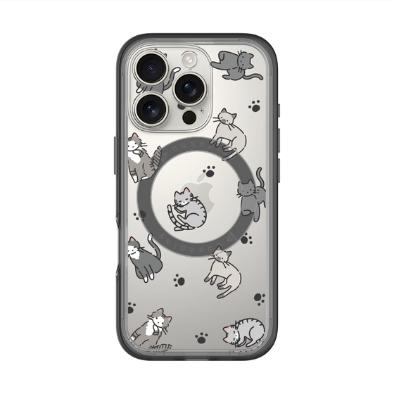 スリムプロテクションプレミアムケース with MagSafe［ オリジナル - CASEPLAYネコ総柄 - color ］