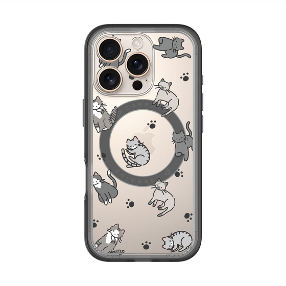 スリムプロテクションプレミアムケース with MagSafe［ オリジナル - CASEPLAYネコ総柄 - color ］