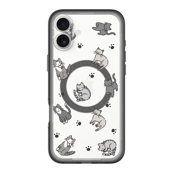 スリムプロテクションプレミアムケース with MagSafe［ オリジナル - CASEPLAYネコ総柄 - color ］