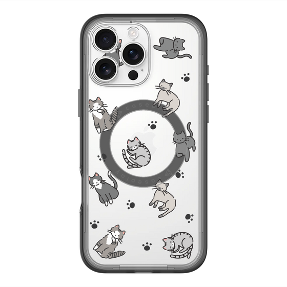 スリムプロテクションプレミアムケース with MagSafe［ オリジナル - CASEPLAYネコ総柄 - color ］