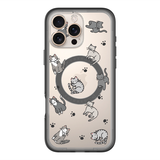 スリムプロテクションプレミアムケース with MagSafe［ オリジナル - CASEPLAYネコ総柄 - color ］