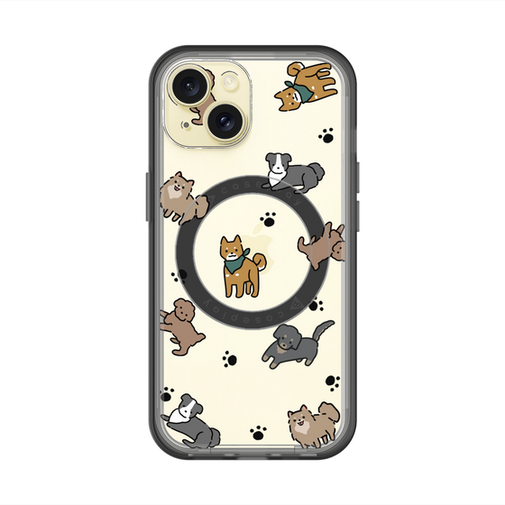 スリムプロテクションプレミアムケース with MagSafe［ オリジナル - CASEPLAYイヌ総柄 - color ］