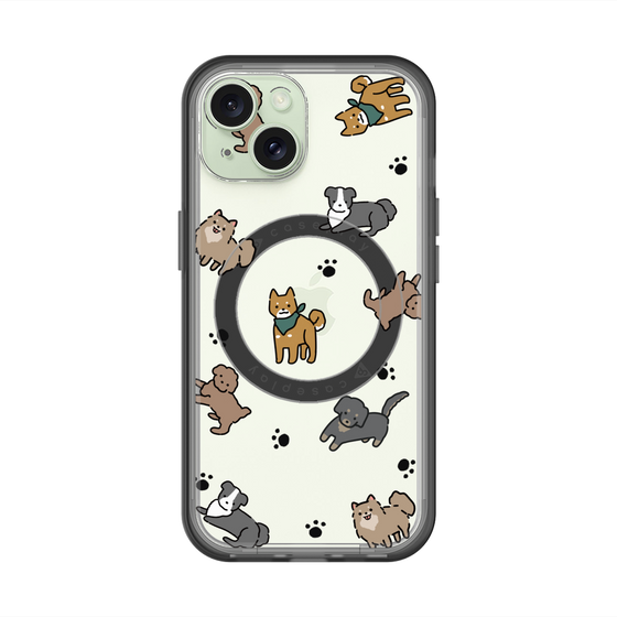 スリムプロテクションプレミアムケース with MagSafe［ オリジナル - CASEPLAYイヌ総柄 - color ］