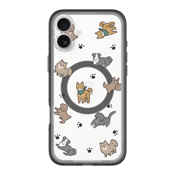 スリムプロテクションプレミアムケース with MagSafe［ オリジナル - CASEPLAYイヌ総柄 - color ］