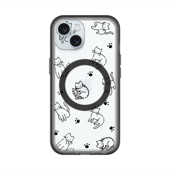 スリムプロテクションプレミアムケース with MagSafe［ オリジナル - CASEPLAYネコ総柄 - black ］