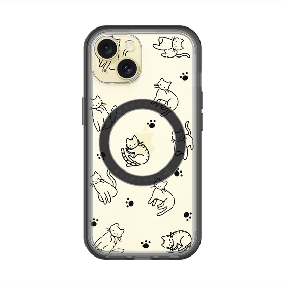スリムプロテクションプレミアムケース with MagSafe［ オリジナル - CASEPLAYネコ総柄 - black ］