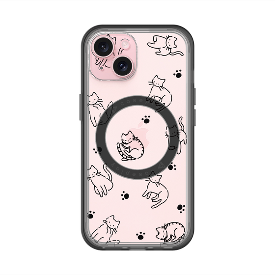 スリムプロテクションプレミアムケース with MagSafe［ オリジナル - CASEPLAYネコ総柄 - black ］